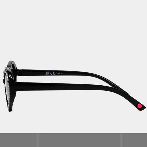 NWT Betsey Johnson Black Heart Sunglasses Rhinestone Studded - Picture 3 of 8